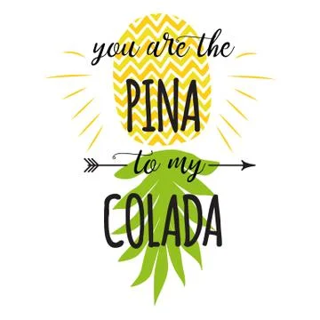 Cute summer print with pineapple. Summer fresh design with juicy sweet pineap Stock Illustration