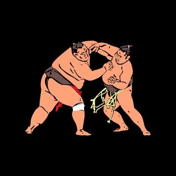 Cute Sumo Fighter Cartoon Vector - Funny Japanese Wrestler Mascot Stock Illustration