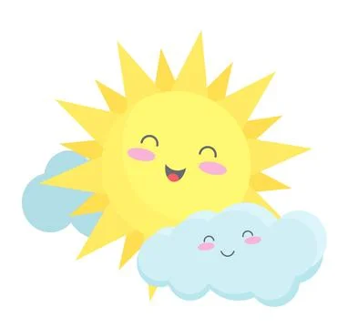 Cute sun and cloud Stock Illustration