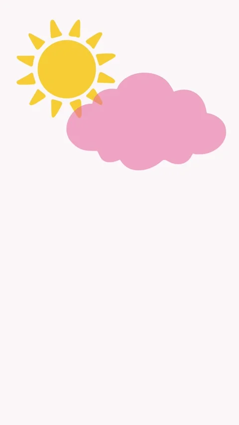 Cute sun and pink cloud in the sky Stock Footage 336175605