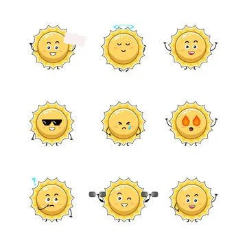 Cute sun character vector illustration Stock Illustration