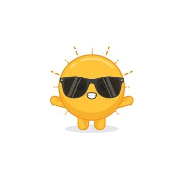 Cute Sun Characters Happy Vector Illustration Stock Illustration