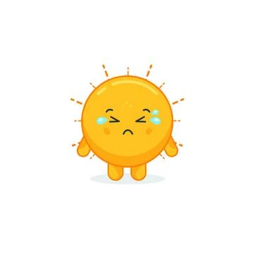 Cute Sun Characters Sad Vector Illustration Stock Illustration