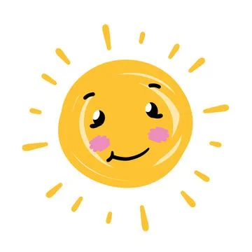 Cute sun. Element of summer and nature. Yellow warm object. Stock Illustration