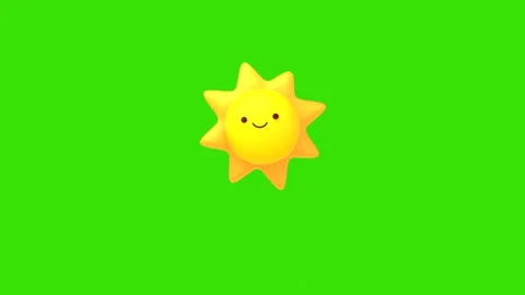 Cute sun object on green screen Stock Footage 245985276