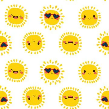 Cute Sun Seamless Pattern Illustrazione stock