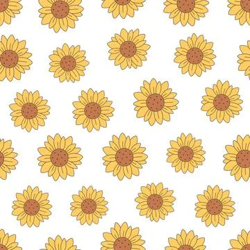 Cute sunflowers seamless pattern. Retro, vintage style. Design for textile Иллюстрация