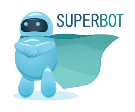 Cute super bot standing with crossed arms イラスト素材