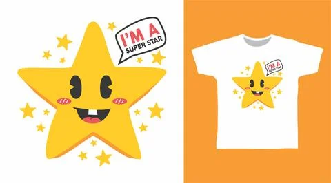 Cute super star design vector illustration ready for print on tees. 스톡 일러스트
