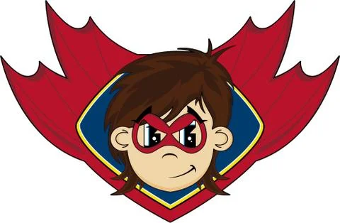 Cute Superhero in Winged Shield Stock-Illustration