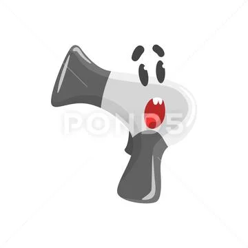 Cute surprised cartoon hairdryer character, humanized funny home appliance Stock Illustration
