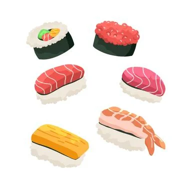 Cute sushi collection  库存插图