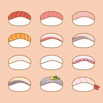 Cute sushi menu 1 Stock Illustration