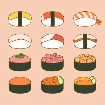 Cute sushi menu 2 Stock Illustration