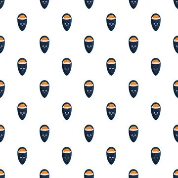 Cute sushi roll character repeating cartoon pattern Stock Illustration