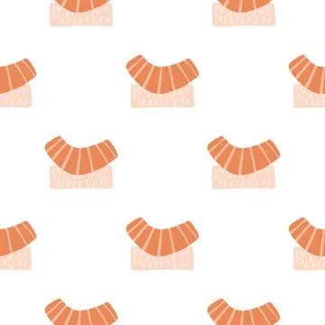 Cute sushi seamless vector pattern isolated on white background. Decorative b Stock Illustration