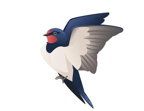 Cute swallow flying on white background cartoon bird animal design Stock Illustration