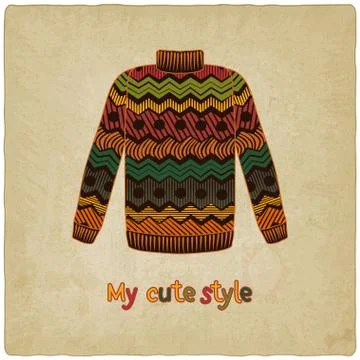 Cute sweater old background Stock Illustration