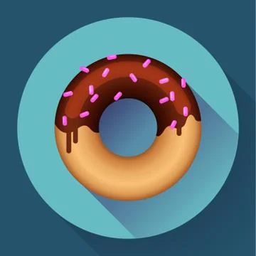 Cute sweet colorful donut icon. Flat designed style. Stock Illustration