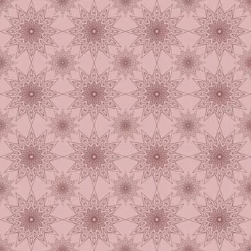 Cute symmetrical floral pattern, background with flower mandala crystal seaml Stock Illustration