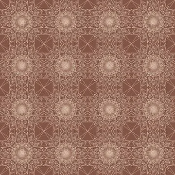 Cute symmetrical floral pattern brown, background with colored flower mandala Stock Illustration