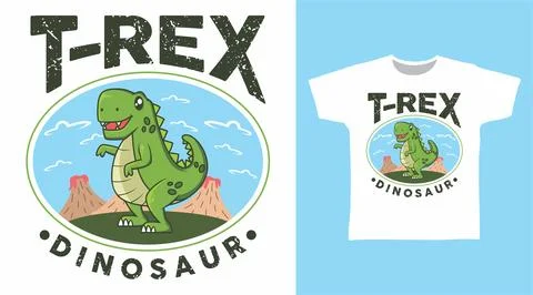 Cute t-rex with mountain vector illustration t-shirt design and others uses. 스톡 일러스트