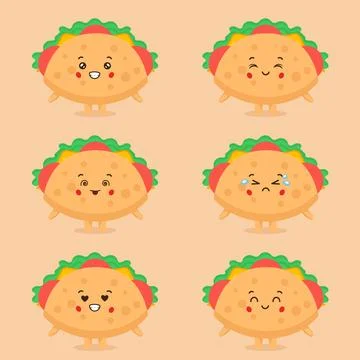 Cute Taco Character with Expression Stock Illustration