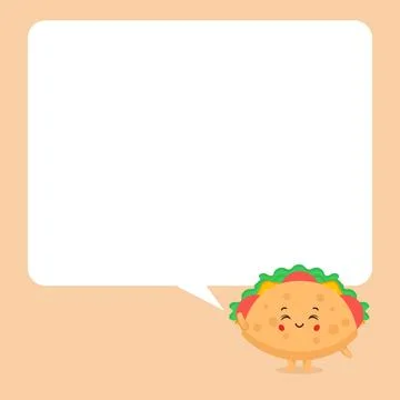 Cute Taco Character with Speech Bubbles Stock Illustration