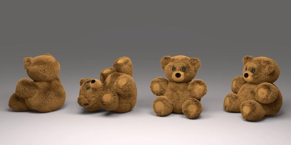 Cute taddy bears seeing from different points of view Stock Illustration
