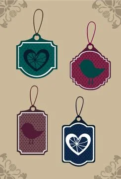 Cute tags over brown background. vector illustration Stock Illustration