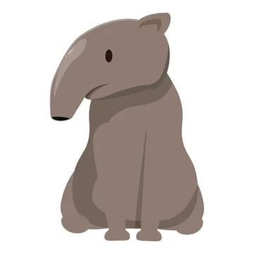 Cute tapir sitting and looking, cartoon character illustration Stock Illustration