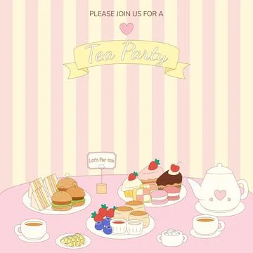 Cute tea party invitation 2 Stock Illustration