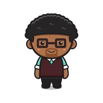 Cute teacher character cartoon vector icon illustration Stock Illustration