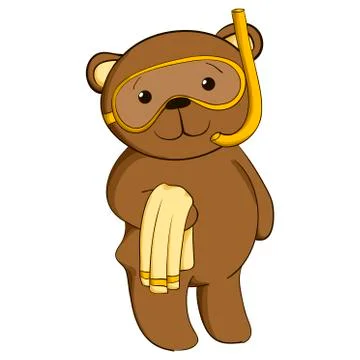 Cute teddy bear on beach. Illustrazione stock