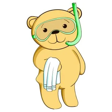 Cute teddy bear on beach. Illustrazione stock