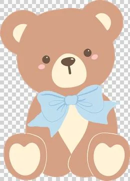 Cute Teddy Bear with Blue Bow Stock Illustration