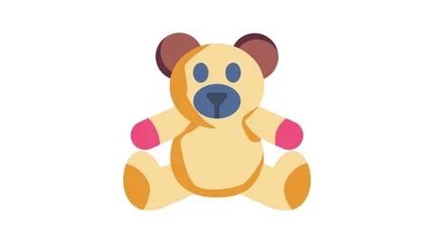 A cute teddy bear with a blue nose and pink paws, positioned on a light-col.. Stock Footage 332335717