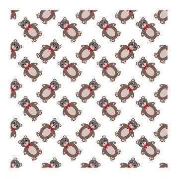 Cute teddy bear with a bow. Seamless pattern. Stock Illustration