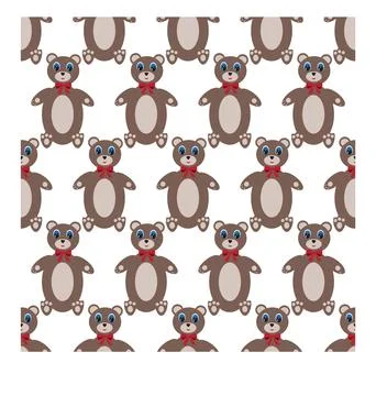 Cute teddy bear with a bow. Seamless pattern. Stock Illustration