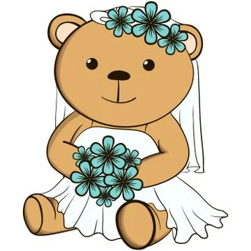 Cute teddy bear bride Illustrazione stock