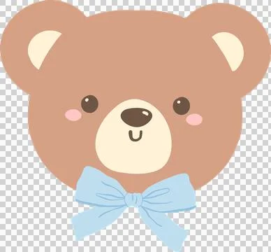 Cute Teddy Bear Face with Blue Bow Stock Illustration