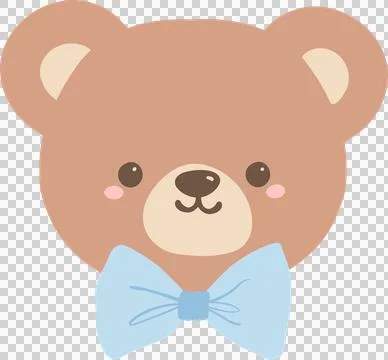 Cute Teddy Bear Face with Blue Bow Tie Stock Illustration