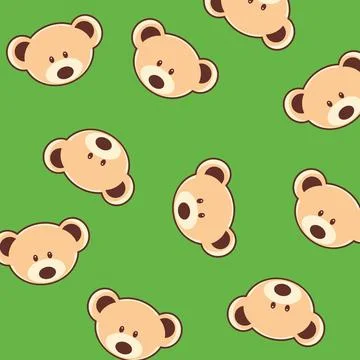 Cute teddy bear face with green background Illustrazione stock