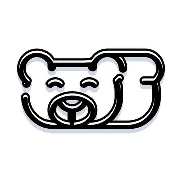 Cute teddy bear head outline graphic drawing Stock Illustration