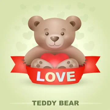 Cute Teddy bear with heart Stock Illustration