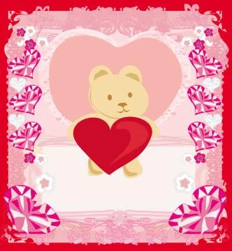 Cute teddy bear with heart Stock Illustration