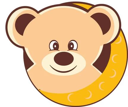 Cute teddy bear inside a moon Stock Illustration