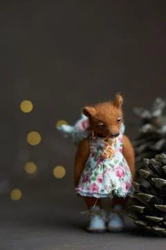 Cute teddy bear isolated on light background. Holiday glowing backdrop. Def.. Stock Photos