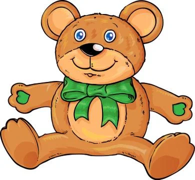 Cute teddy bear isolated on white Stock Illustration