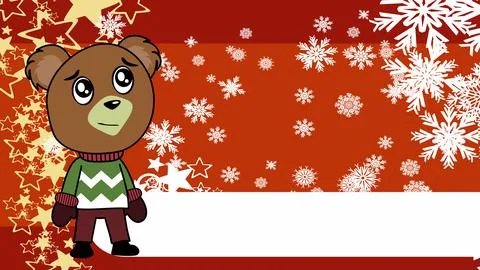 Cute teddy bear kid xmas cartoon background postal Stock Illustration